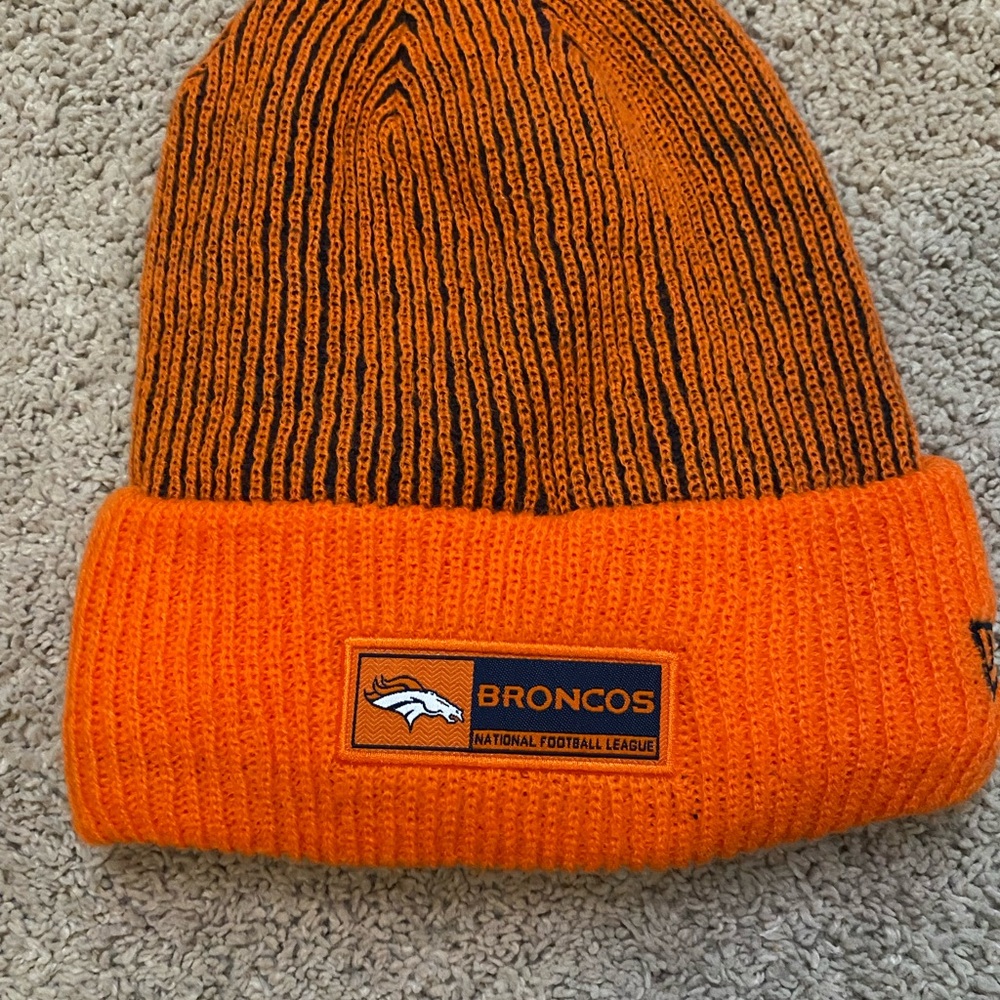 New Era Orange and Black Broncos Beanie